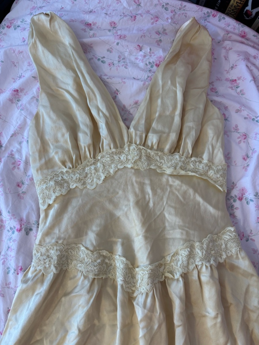 Reformation Pale Yellow Lace-Trim Midi Dress - Picture 3 of 4
